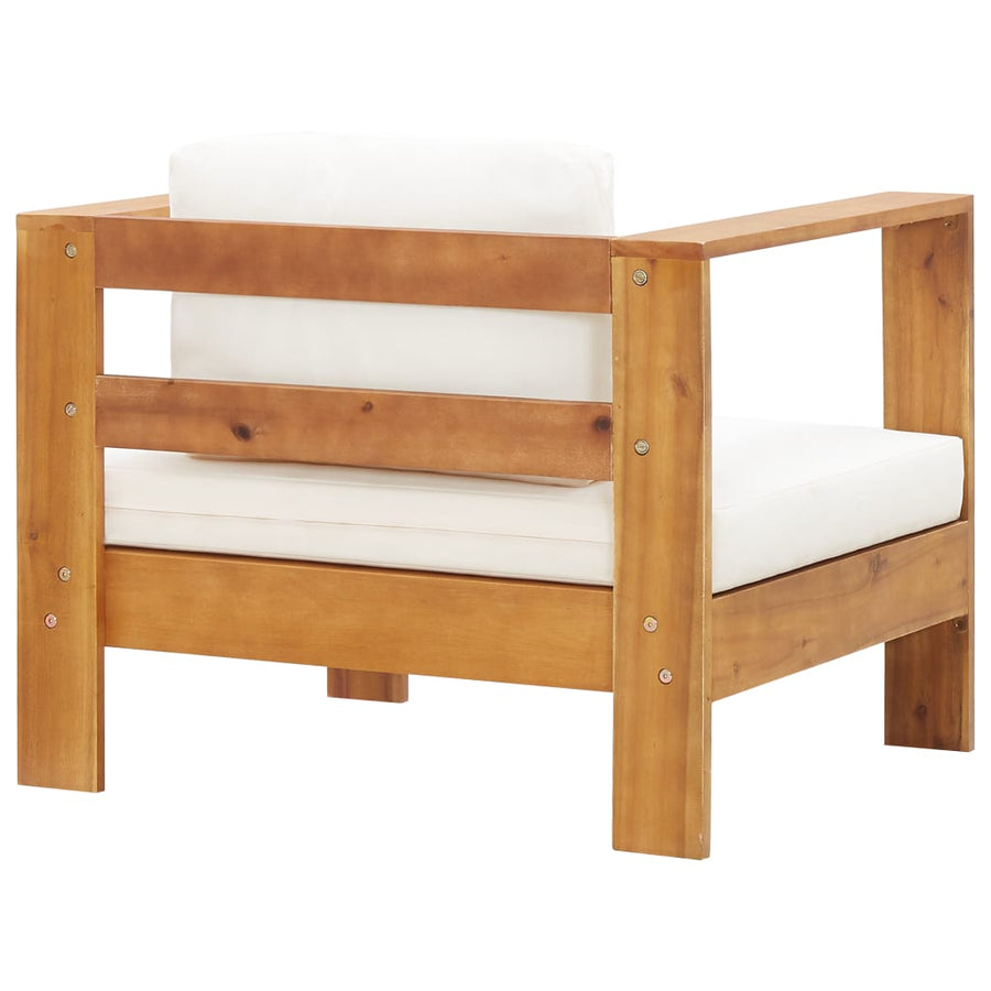 Tuinstoel Met Kussen Massief Acaciahout Crème Fauteuil