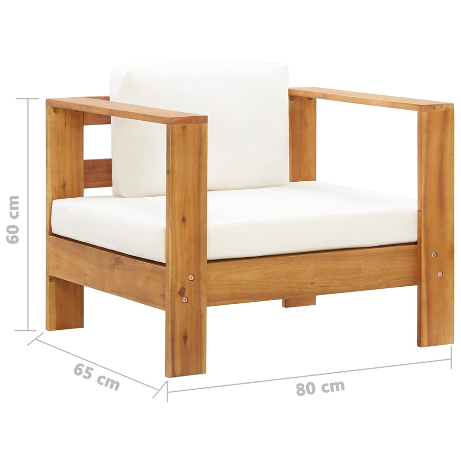 Tuinstoel Met Kussen Massief Acaciahout Crème Fauteuil