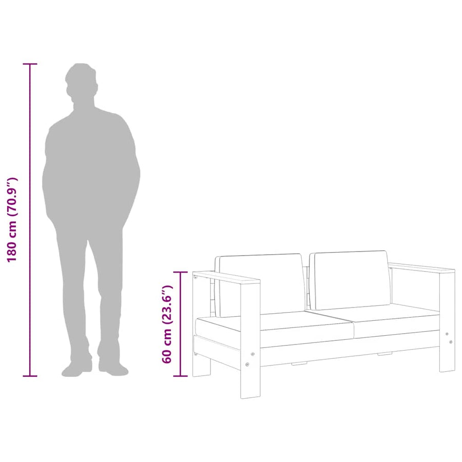 Tuinbank met kussen 140 cm massief acaciahout crèmewit