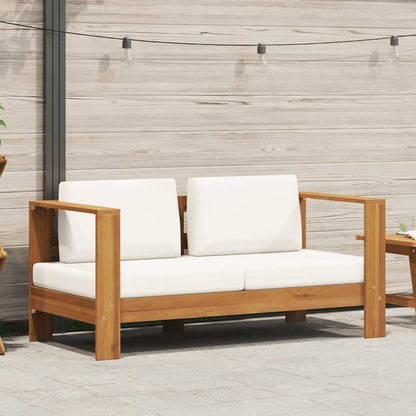 Tuinbank met kussen 140 cm massief acaciahout crèmewit