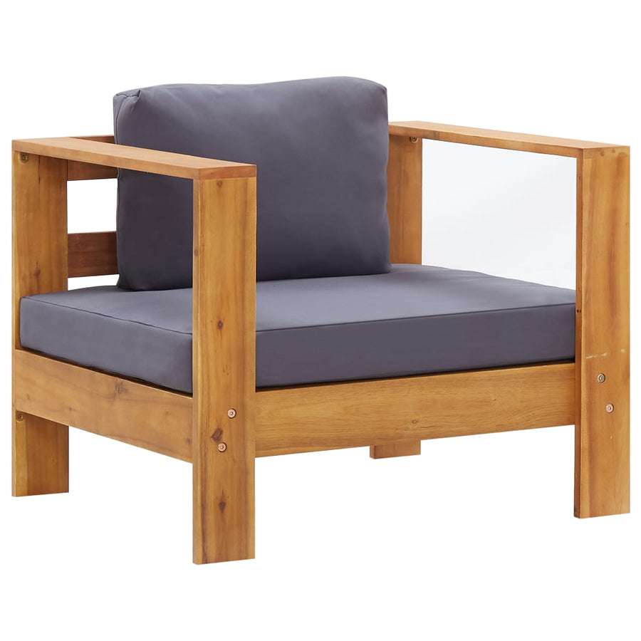 Tuinstoel Met Kussen Massief Acaciahout Donkergrijs Fauteuil