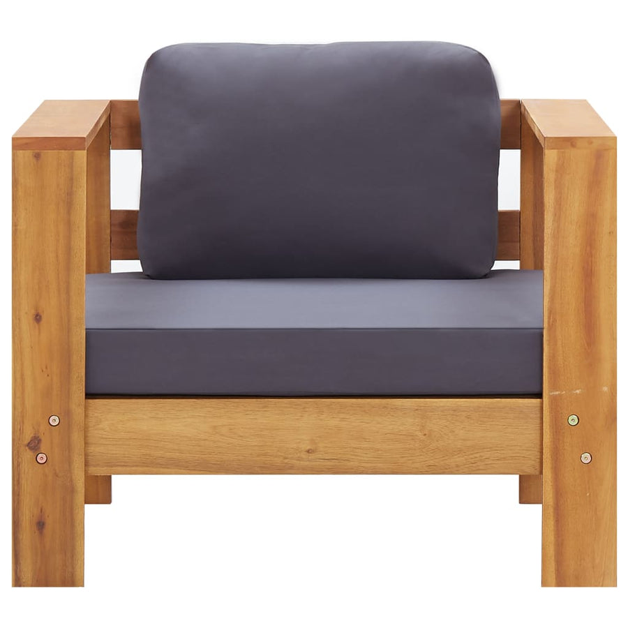 Tuinstoel Met Kussen Massief Acaciahout Donkergrijs Fauteuil