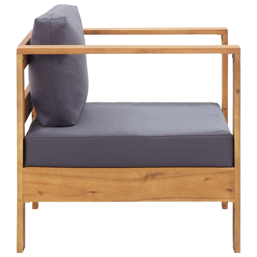 Tuinstoel Met Kussen Massief Acaciahout Donkergrijs Fauteuil