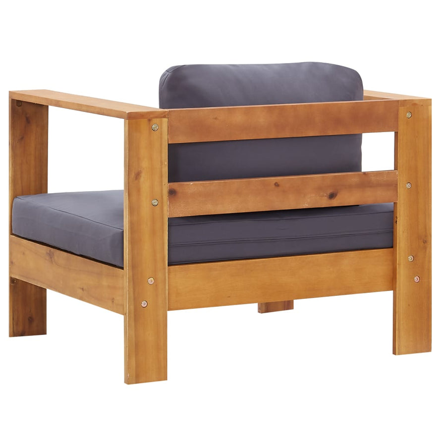 Tuinstoel Met Kussen Massief Acaciahout Donkergrijs Fauteuil
