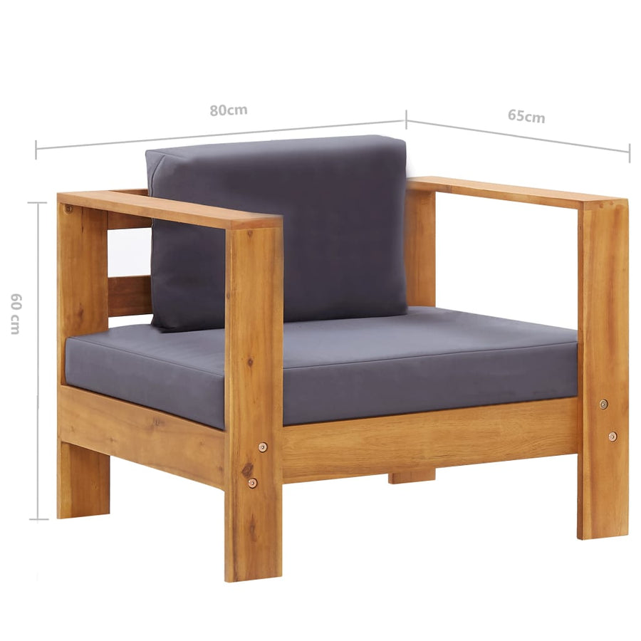 Tuinstoel Met Kussen Massief Acaciahout Donkergrijs Fauteuil