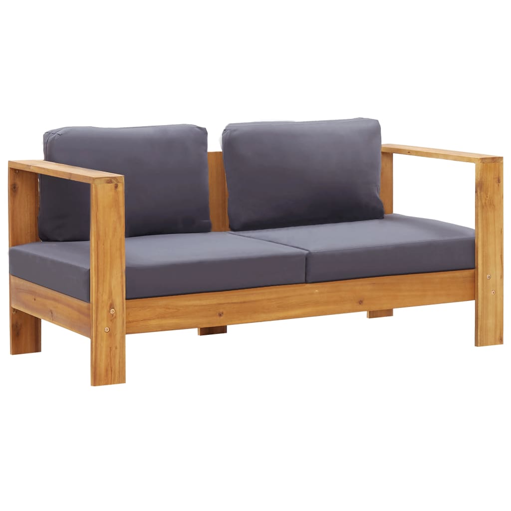 Tuinbank Met Kussens 40 Cm Massief Acaciahout Grijs Donkergrijs Tweezitsbank