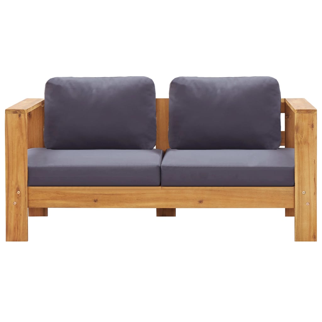 Tuinbank Met Kussens 40 Cm Massief Acaciahout Grijs Donkergrijs Tweezitsbank