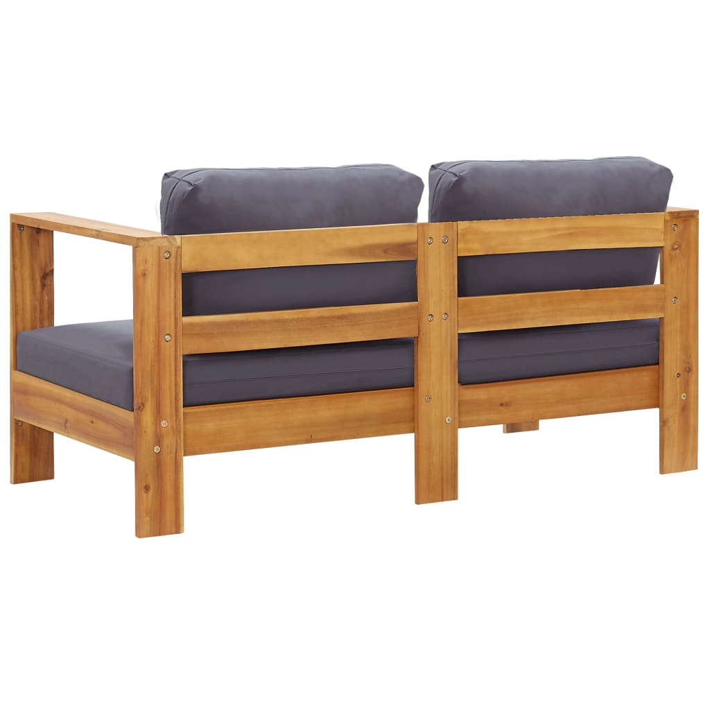 Tuinbank Met Kussens 40 Cm Massief Acaciahout Grijs Donkergrijs Tweezitsbank