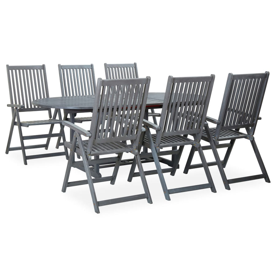 7-Delige Tuinset Massief Acaciahout Grijs 6