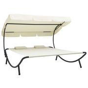 Daybed with canopy and cushions cream white