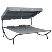 Lounge bed with canopy and cushions grey