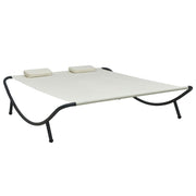 Loungebed 200x173x45 cm stof crème