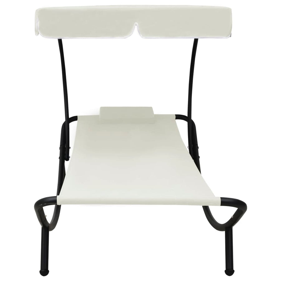Loungebed Met Luifel En Kussen Crèmewit