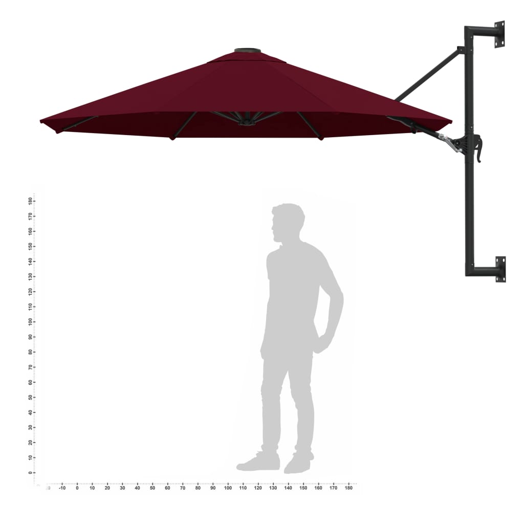 Wandparasol Met Metalen Paal 300 Cm Bordeauxrood