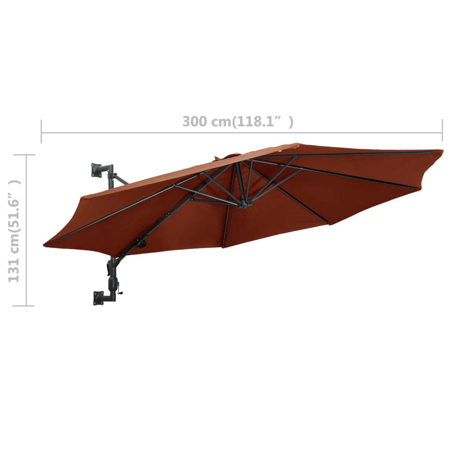 Wandparasol Met Metalen Paal 300 Cm Kleurig Terracotta