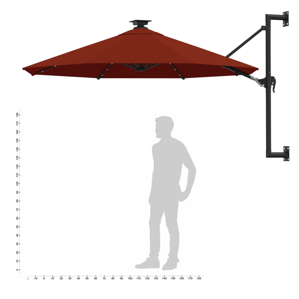 Wandparasol Met Metalen Paal 300 Cm Kleurig Terracotta