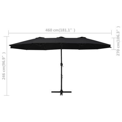 Parasol Met Aluminium Paal 460X270 Cm Zwart