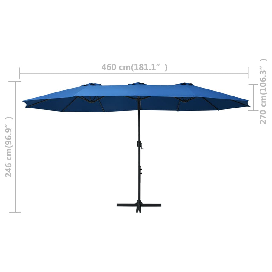 Parasol Met Aluminium Paal 460X270 Cm Blauw