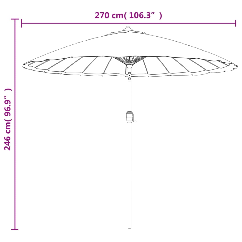 Parasol Met Aluminium Paal 270 Cm Zwart