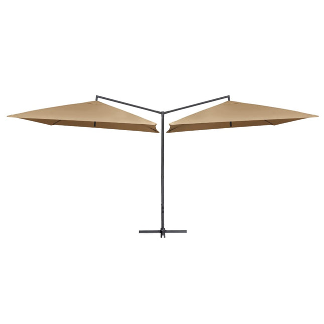 Parasol Dubbel Met Stalen Paal 250X250 Cm Taupe