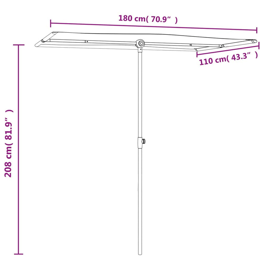 Parasol Met Aluminium Paal 180 x 110 cm Zandwit