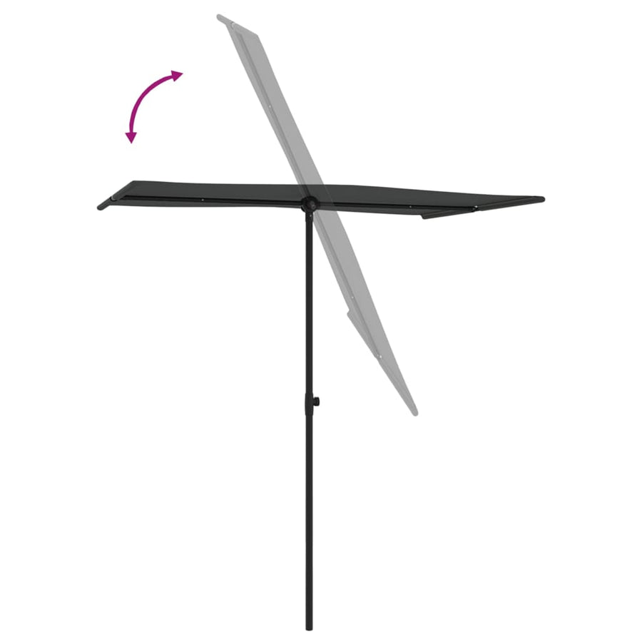 Parasol Met Aluminium Paal 180 x 110 cm Antraciet