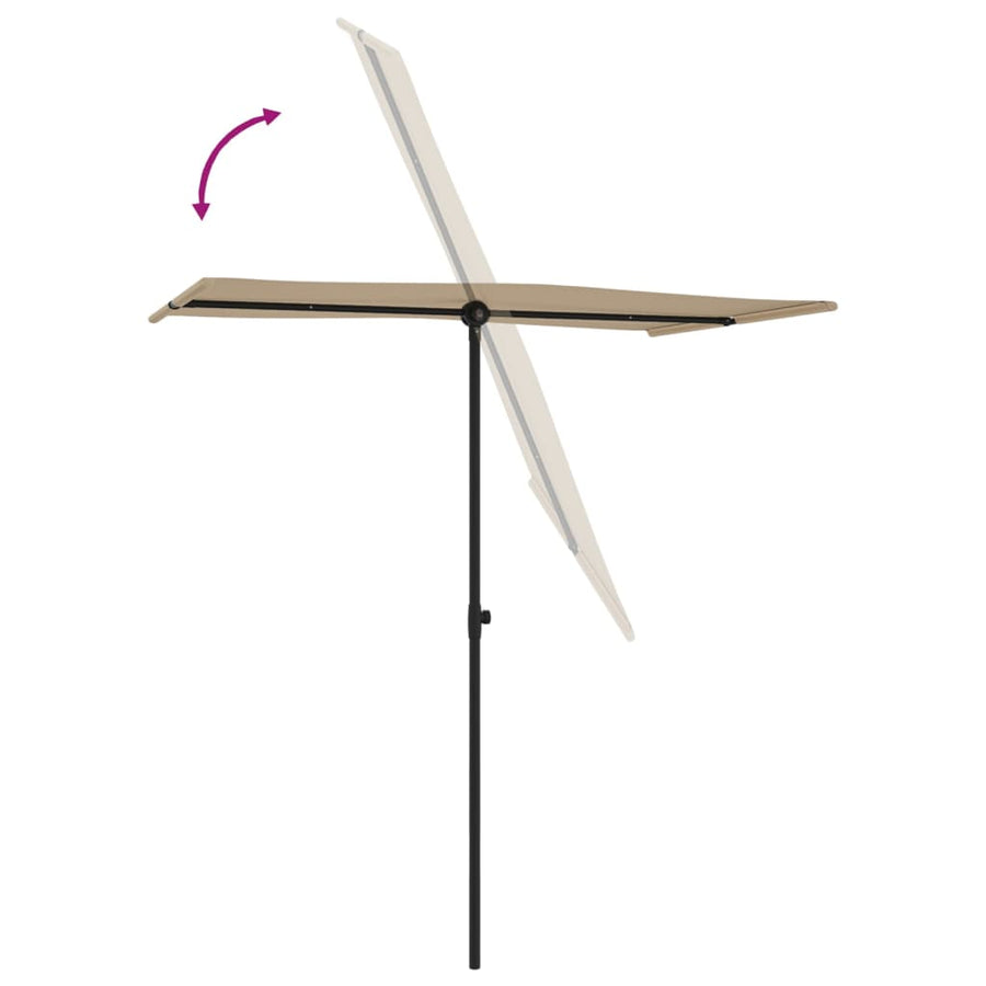 Parasol Met Aluminium Paal 180 x 110 cm Taupe