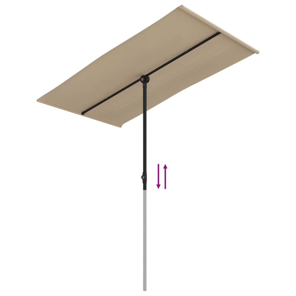 Parasol Met Aluminium Paal 180 x 110 cm Taupe