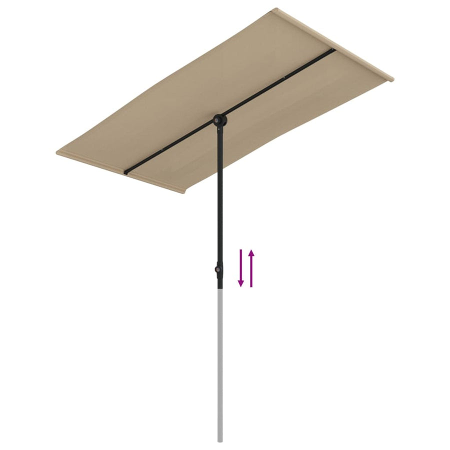 Parasol Met Aluminium Paal 180 x 110 cm Taupe