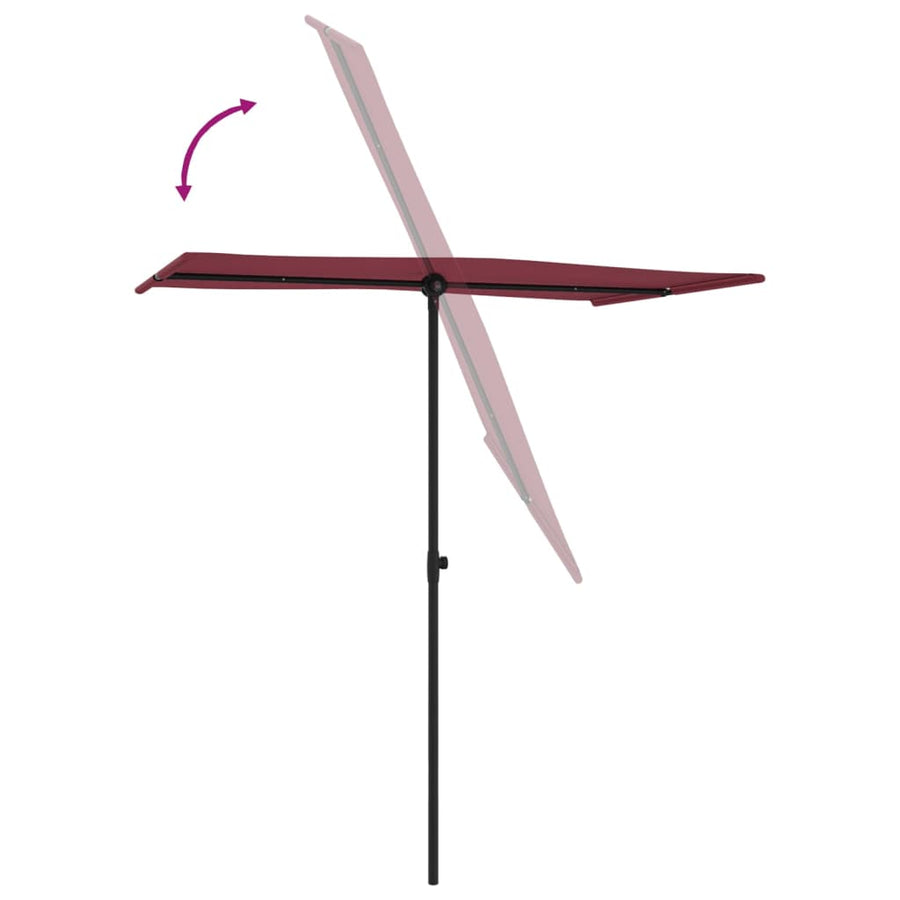 Parasol Met Aluminium Paal 180 x 110 cm Bordeauxrood