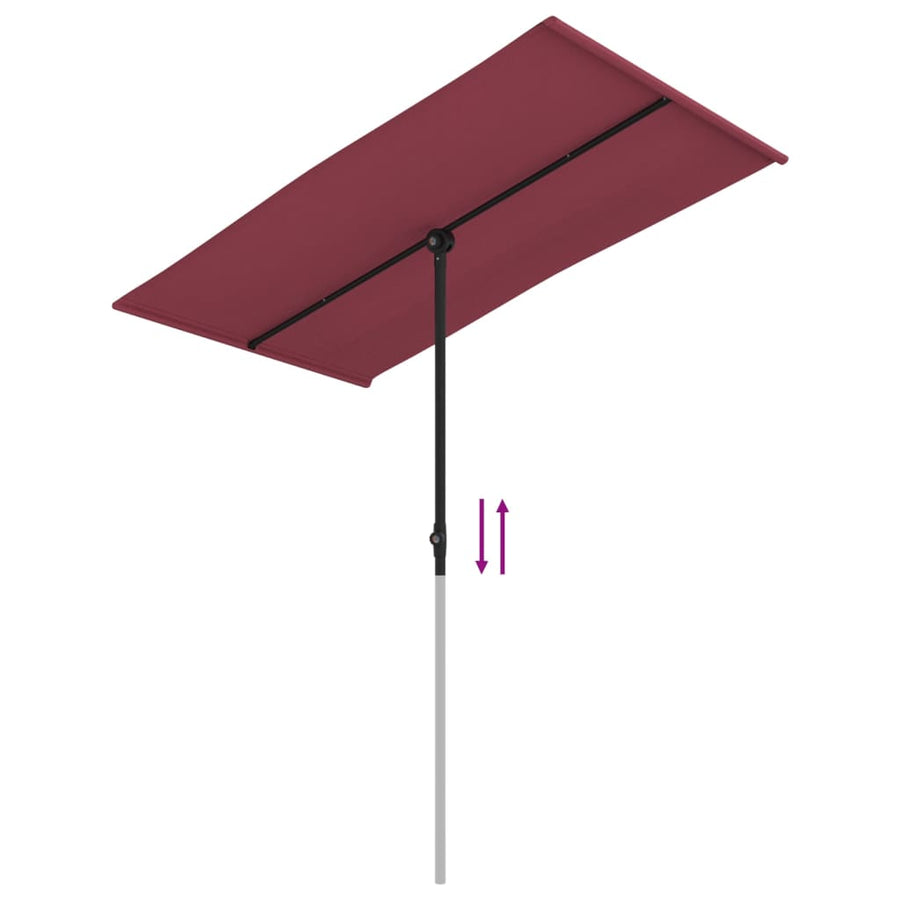 Parasol Met Aluminium Paal 180 x 110 cm Bordeauxrood