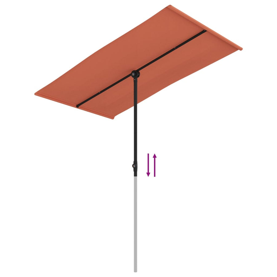 Parasol met aluminium paal 180x110 cm terracottakleurig