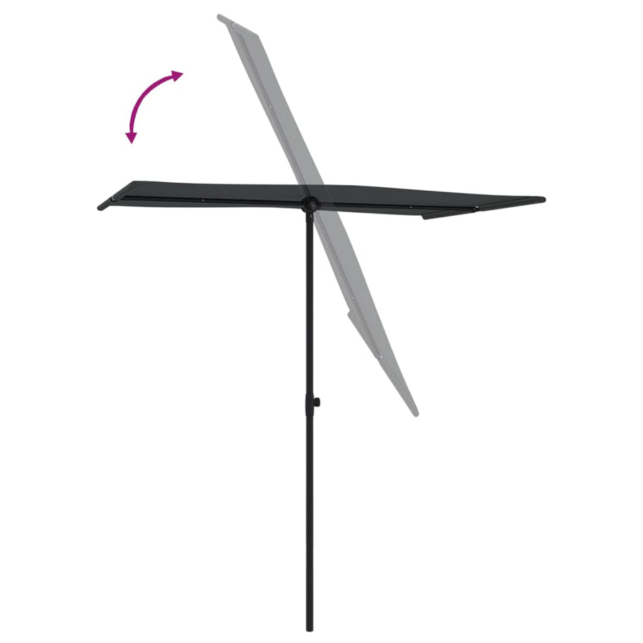 Parasol Met Aluminium Paal 180 x 110 cm Zwart