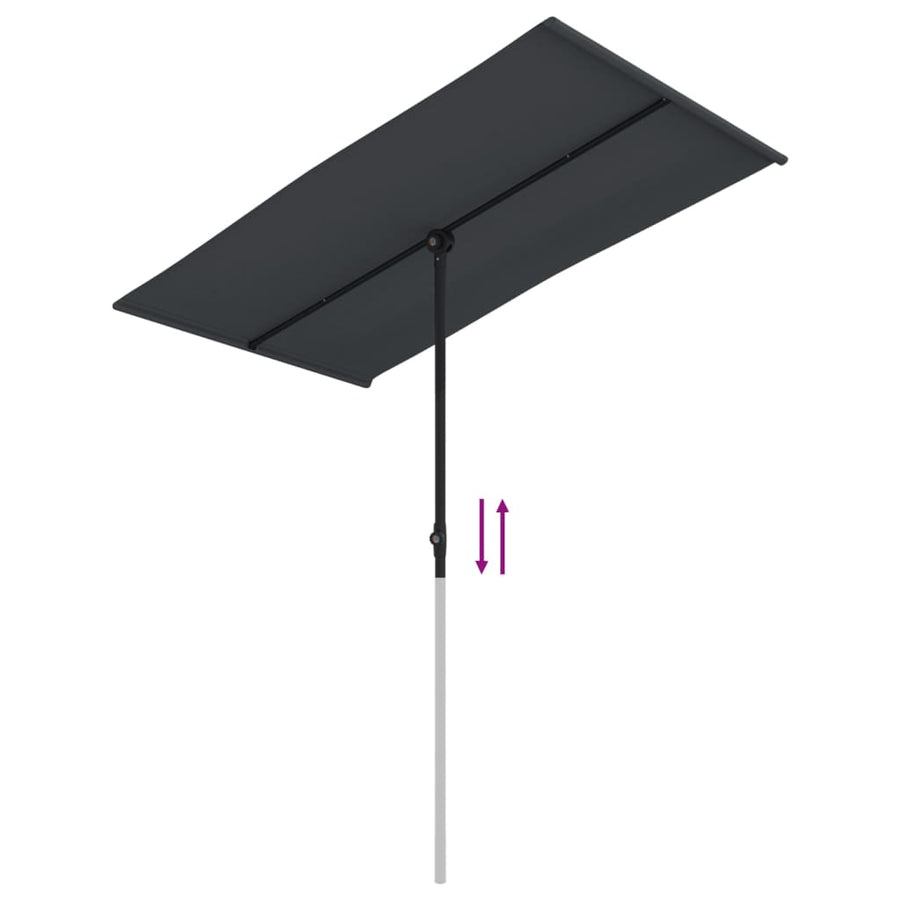 Parasol Met Aluminium Paal 180 x 110 cm Zwart