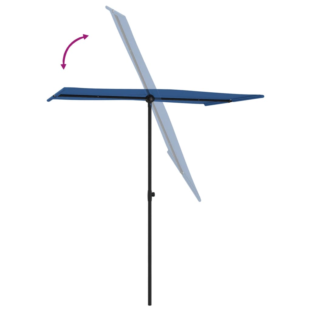 Parasol Met Aluminium Paal Azuurblauw 180 x 110 cm azure blue