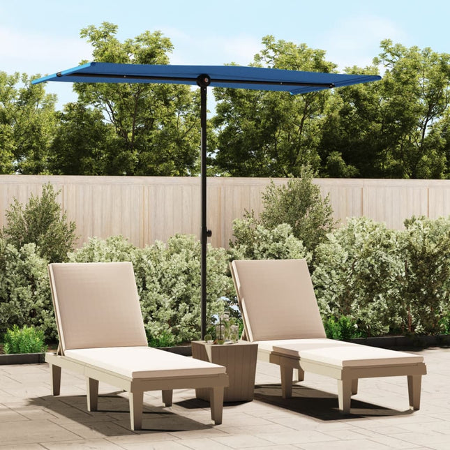 Parasol Met Aluminium Paal Azuurblauw 180 x 110 cm azure blue