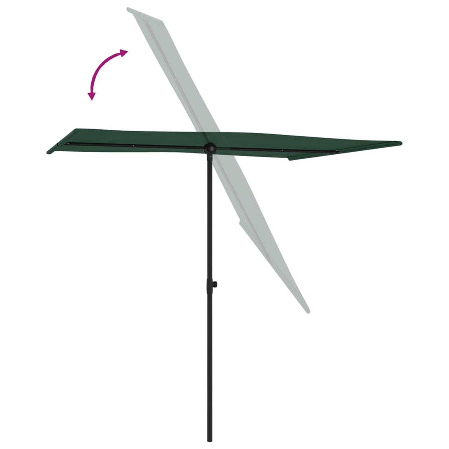 Parasol Met Aluminium Paal 2X1,5 M Groen 200 x 150 cm