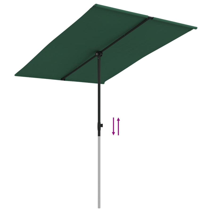 Parasol Met Aluminium Paal 2X1,5 M Groen 200 x 150 cm