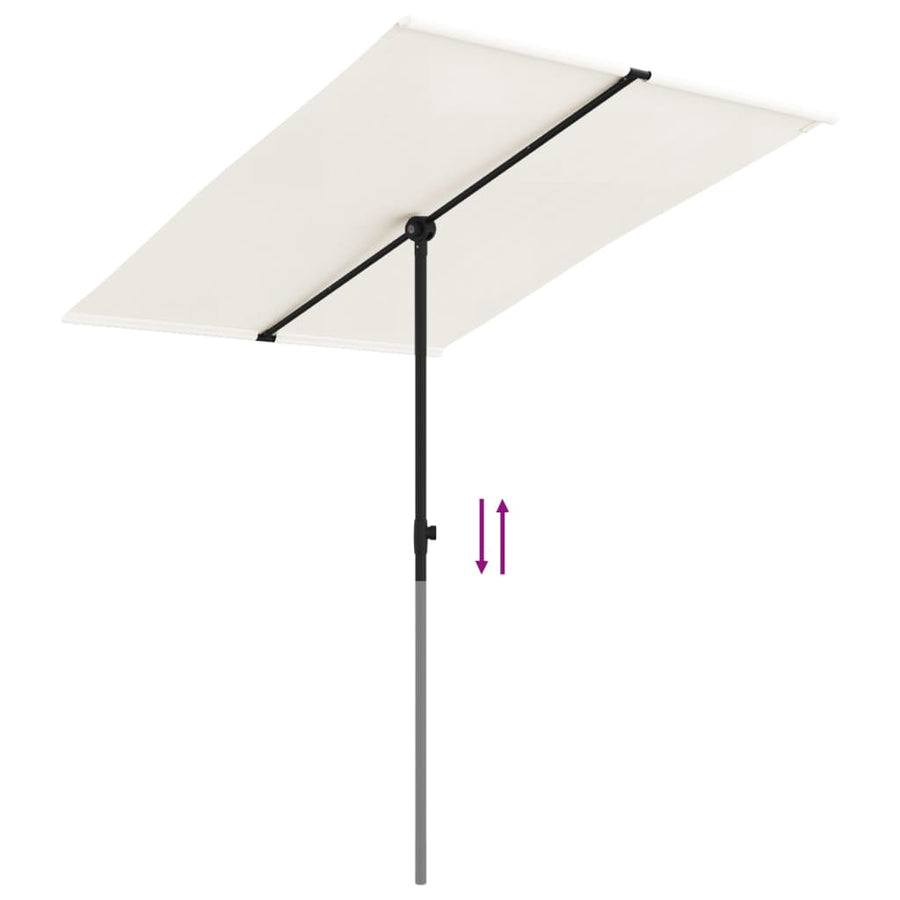Parasol Met Aluminium Paal 2X1,5 M 200 x 150 cm Zandwit