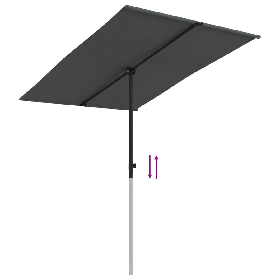 Parasol Met Aluminium Paal 2X1,5 M Antraciet 200 x 150 cm