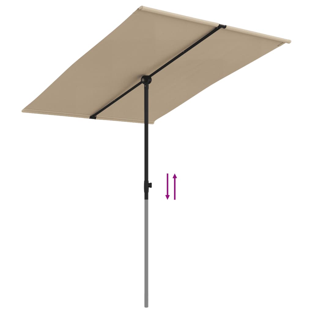Parasol Met Aluminium Paal 2X1,5 M Taupe 200 x 150 cm