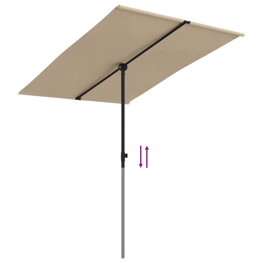 Parasol Met Aluminium Paal 2X1,5 M Taupe 200 x 150 cm