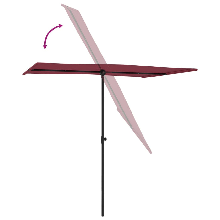 Parasol Met Aluminium Paal 2X1,5 M Bordeauxrood 200 x 150 cm