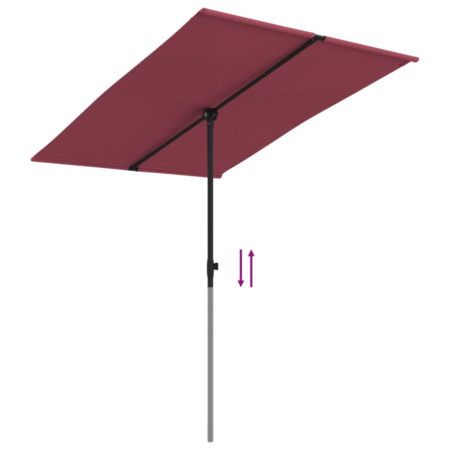 Parasol Met Aluminium Paal 2X1,5 M Bordeauxrood 200 x 150 cm