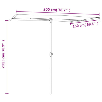 Parasol Met Aluminium Paal 2X1,5 M Bordeauxrood 200 x 150 cm