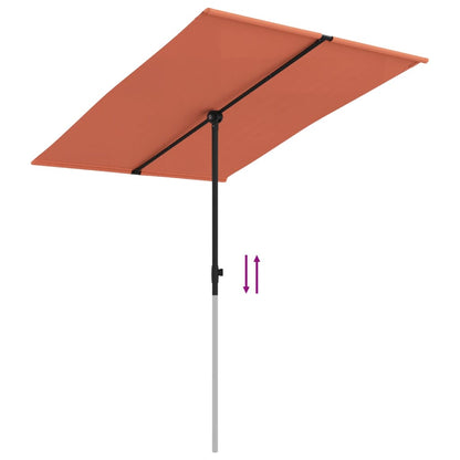 Parasol Met Aluminium Paal 2X1,5 M Terracotta 200 x 150 cm
