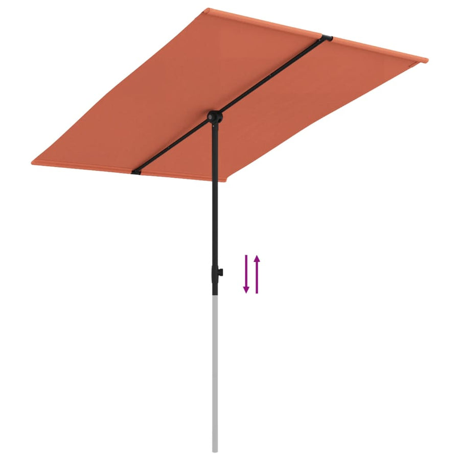 Parasol Met Aluminium Paal 2X1,5 M Terracotta 200 x 150 cm