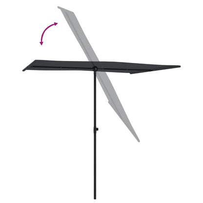Parasol Met Aluminium Paal 2X1,5 M Zwart 200 x 150 cm
