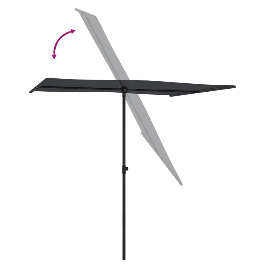 Parasol Met Aluminium Paal 2X1,5 M Zwart 200 x 150 cm