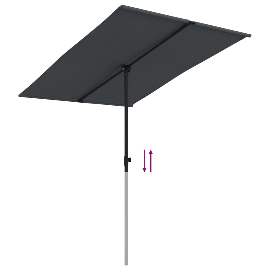 Parasol Met Aluminium Paal 2X1,5 M Zwart 200 x 150 cm